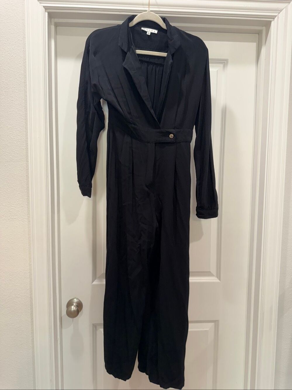 HYFVE Black Sleeveless Button Front Wide Leg Casual Jumpsuit Size S Small
